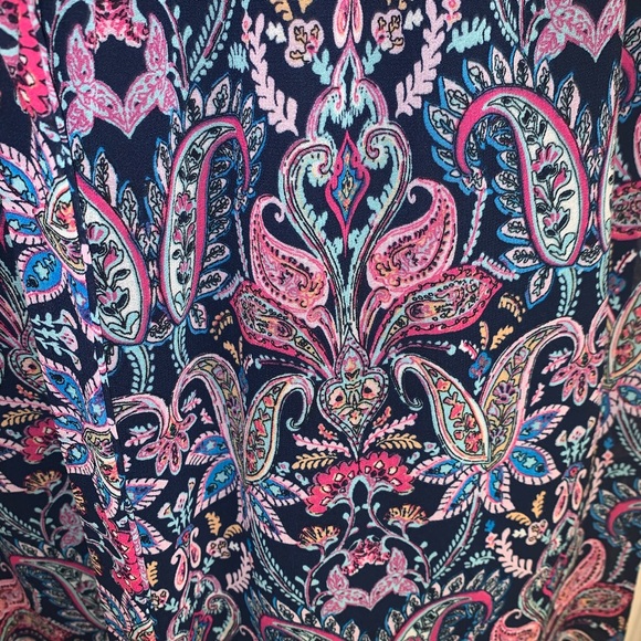 Navy sleeveless paisley print dress - Picture 3 of 5